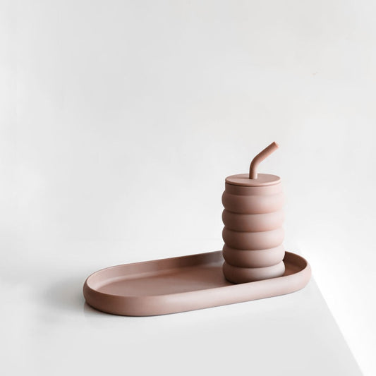 The Capsule Tall Silicone Cup and Plate / Dinner Tray Set (Nutmeg)